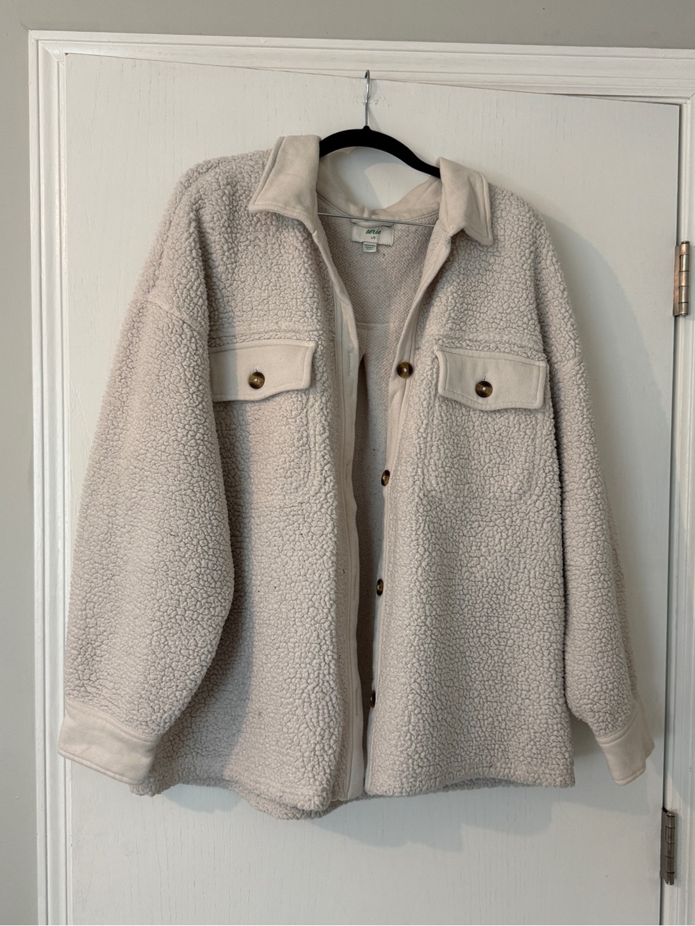 aerie Cream Sherpa Button Down